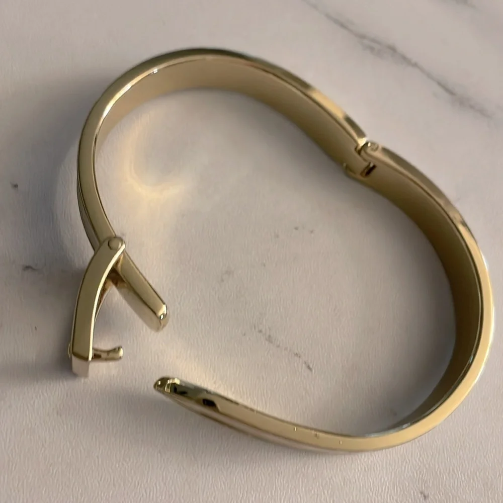 My Daily Styles Fashion Alloy Yellow Gold-Tone White Belt Buckle Bangle Bracelet